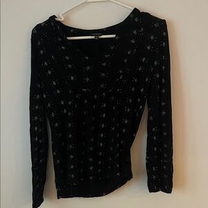 Lucky Brand Black Patterned Blouse
